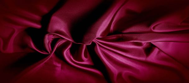 texture, tissu de soie rouge photo panoramique. Satin d'humeur Duke en soie
 - - Photo, image