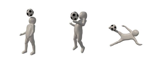 3d kuvittaja Jalkapalloilija symboli valkoisella taustalla, 3d renderöinti pelaa jalkapalloa. Sisältää valintapolun
. - Valokuva, kuva