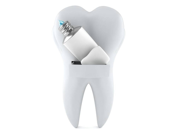 Dent avec pâte dentaire
 - Photo, image