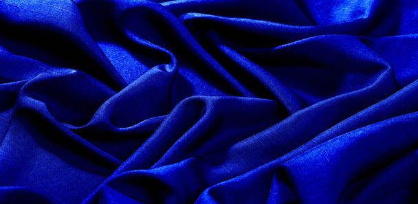 Textuur, achtergrond, patroon, blauwe kleur, stof. Katoenweefsel  - Foto, afbeelding