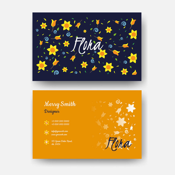 Business card or horizontal template design with floral pattern  - Вектор, зображення