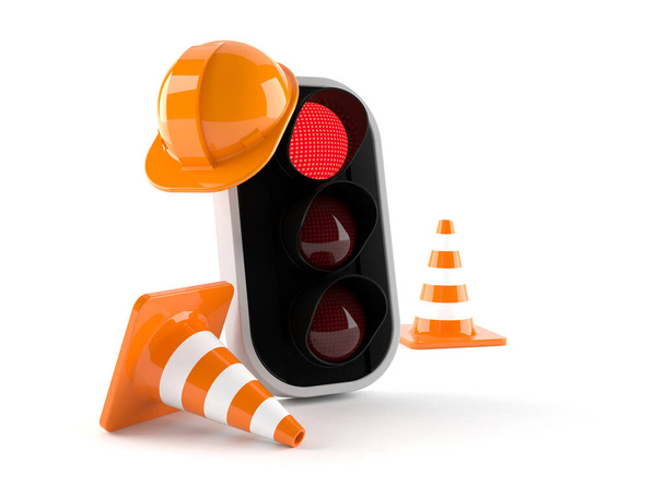 Traffic controller with traffic cones - Photo, Image