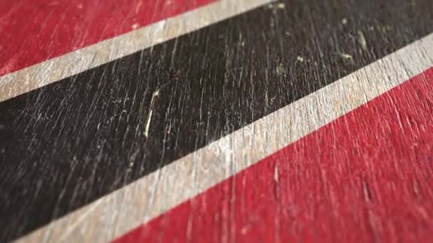 Flag Of Trinidad And Tobago. Detail On Wood, Shallow Depth Of Field, Seamless Loop. High-Quality Animation. Ideal For Your Country / Travel / Political Related Projects. 1080p, 60fps. - Footage, Video