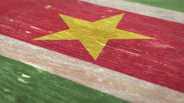 Flag Of Suriname. Detail On Wood, Shallow Depth Of Field, Seamless Loop. High-Quality Animation. Ideal For Your Country / Travel / Political Related Projects. 1080p, 60fps. - Footage, Video