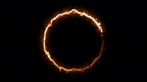コンピュータが黒い背景に火リングを生成しました。抽象的な火の円の3Dレンダリング - 映像、動画
