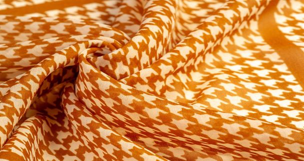 Texture, fond, motif, tissu de soie, marron sur un dos blanc
 - Photo, image