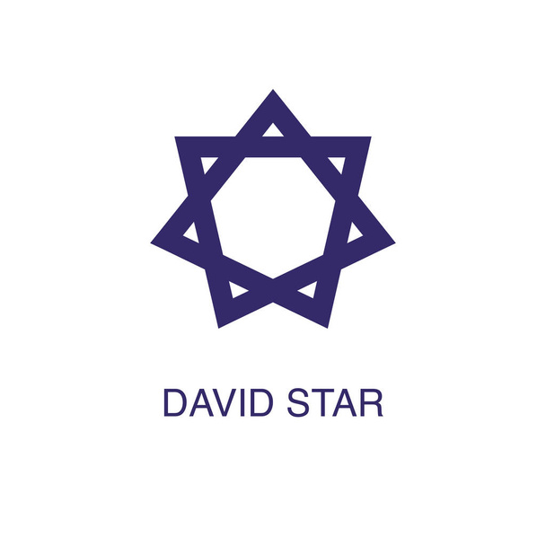 David star element in flat simple style on white background. David star icon, with text name concept template - Vector, Image