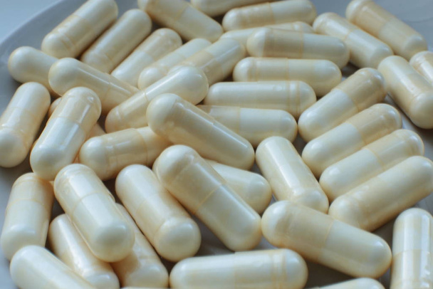 pílulas de fundo macro, bio suplementos médicos e vitaminas
 - Foto, Imagem