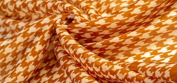 Texture, fond, motif, tissu de soie, marron sur un dos blanc
 - Photo, image