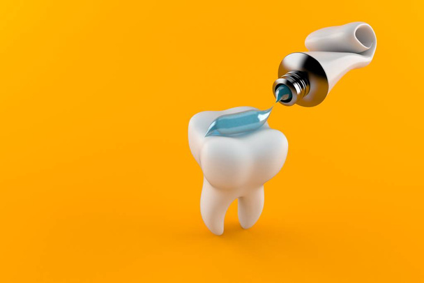 Dente com pasta de dentes
 - Foto, Imagem