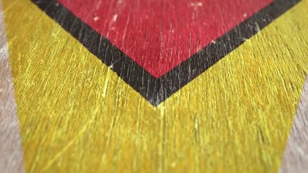 Flag Of Guyana. Detail On Wood, Shallow Depth Of Field, Seamless Loop. High-Quality Animation. Ideal For Your Country / Travel / Political Related Projects. 1080p, 60fps. - Footage, Video