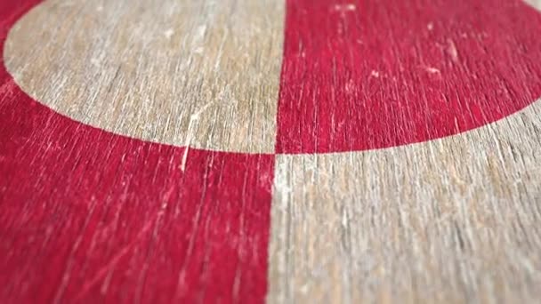 Flag Of Greenland. Detail On Wood, Shallow Depth Of Field, Seamless Loop. High-Quality Animation. Ideal For Your Country / Travel / Political Related Projects. 1080p, 60fps. - Footage, Video