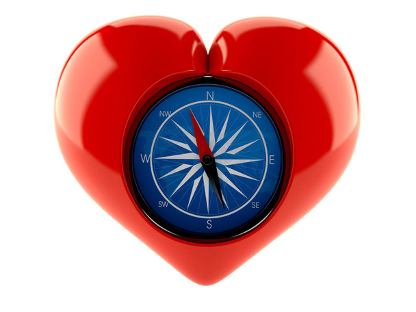 Serce z kompasem - Zdjęcie, obraz