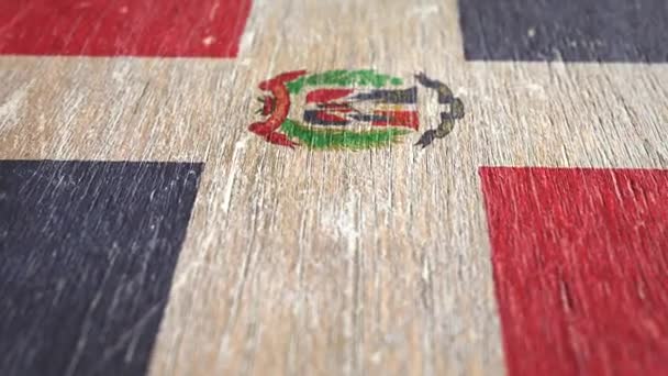 Flag Of Dominican Republic. Detail On Wood, Shallow Depth Of Field, Seamless Loop. High-Quality Animation. Ideal For Your Country / Travel / Political Related Projects. 1080p, 60fps. - Footage, Video