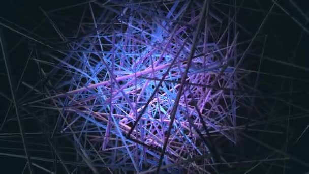 Animation of colored interlaced lines. Animation. Woven together colored lines illuminated by bright light - Footage, Video