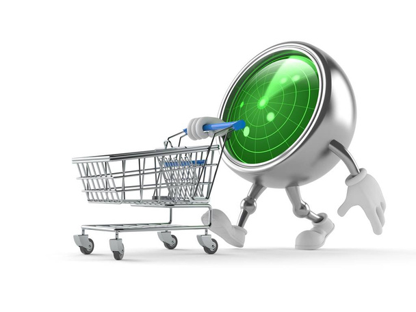 Radar character with shopping cart - Photo, Image