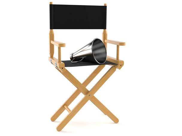 Cadeira de diretor de cinema com megafone
 - Foto, Imagem