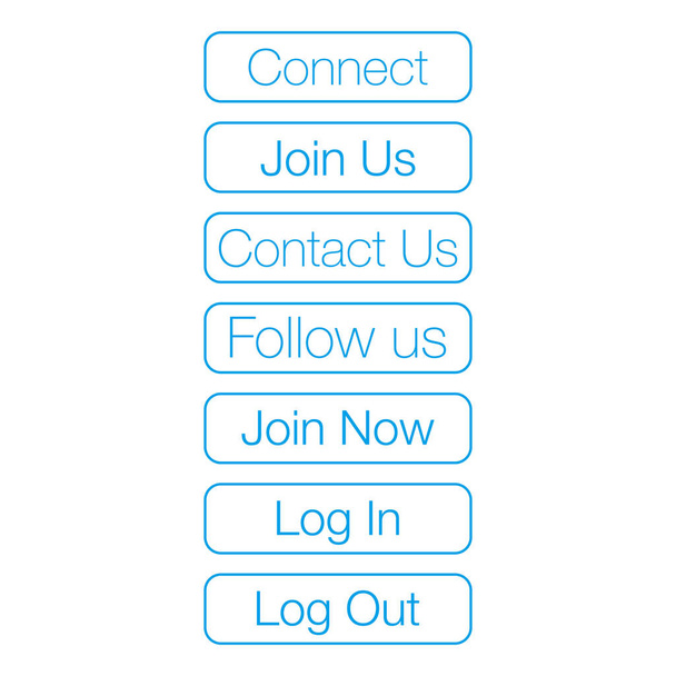 Kék készlet web gombok csatlakozni, csatlakozzon hozzánk, lépjen kapcsolatba velünk, kövesse - Vektor, kép