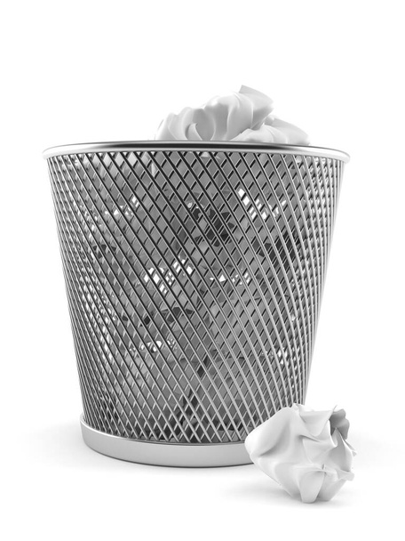 lata de lixo de papel com papel amassado
 - Foto, Imagem