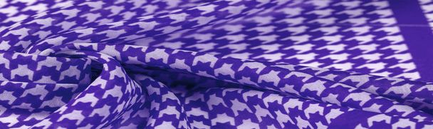 Texture, background, pattern, silk fabric, brights blue on a whi - Photo, Image