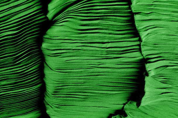 Textur, Hintergrund, Muster, Stoff Seide plissiert grün. Dies ist - Foto, Bild