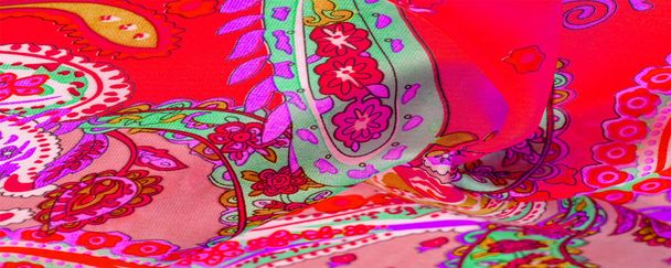 Textuur, achtergrond, Paisley zijde stof, Indiase Thema's sierlijke t - Foto, afbeelding
