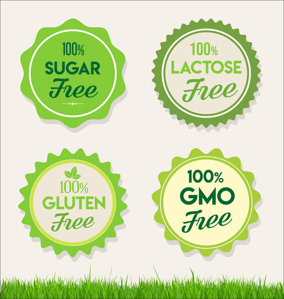 Etiquetas de alimentos naturales saludables etiquetas ecológicas
  - Vector, Imagen