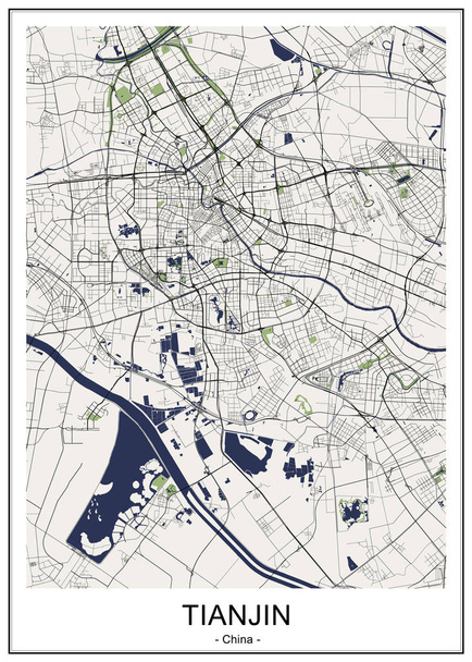 carte de la ville de Tianjin, Chine
 - Vecteur, image