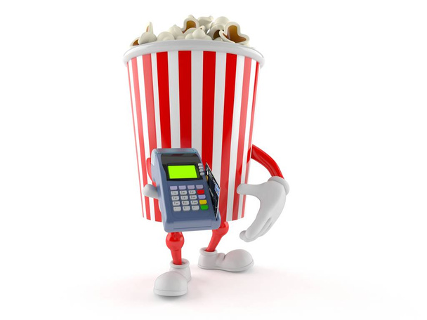 Popcorn personnage tenant lecteur de carte de crédit
 - Photo, image