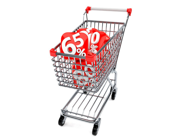Nákupní košík s symbol procenta - Fotografie, Obrázek