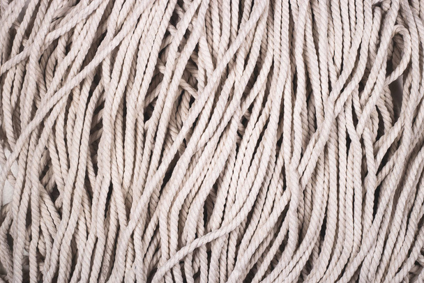 Minimalistic cotton white rope background with texture and contrast. - Photo, Image
