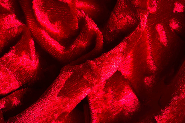 terciopelo, tela de color rojo. Este magnífico tejido de terciopelo estirable h
 - Foto, Imagen