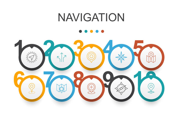 Navigation Infographic design template.location, térkép, gps, irány egyszerű ikonok - Vektor, kép