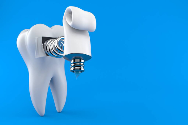 Zahn mit Zahnpasta - Foto, Bild