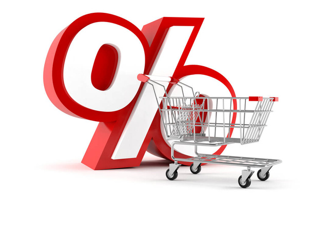 Símbolo percentual com carrinho de compras
 - Foto, Imagem