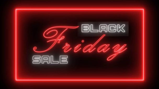 Vente Black Friday lettrage montré dans le style néon - fond noir - Illustration 3D
 - Photo, image
