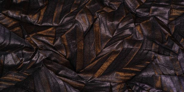 texture background pattern wallpaper silk fabric black with yell - Photo, Image