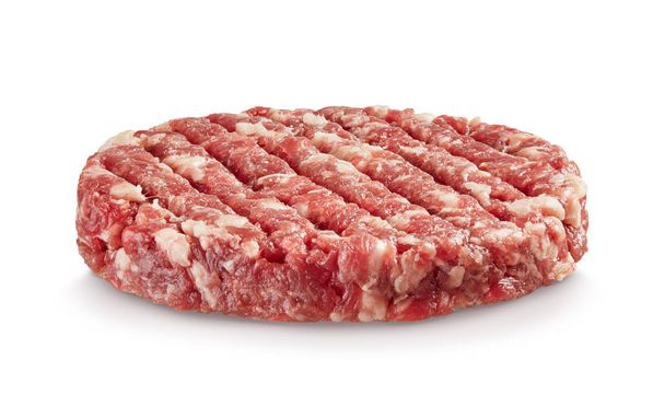 Raw hamburger patty isolated on white - Photo, Image