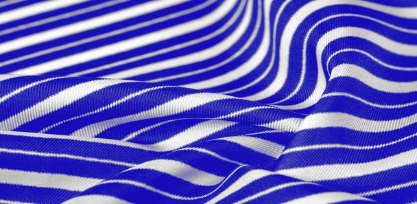 silk striped fabric. blue white stripes. This beautiful, super s - Photo, Image