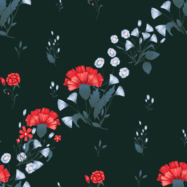 Seamless pattern Vector floral design with roses . Romantic background print - Vektor, kép