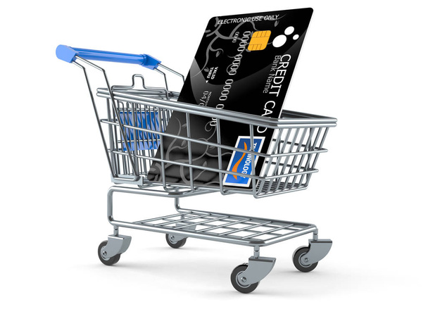 nákupní vozík s kreditní kartou - Fotografie, Obrázek