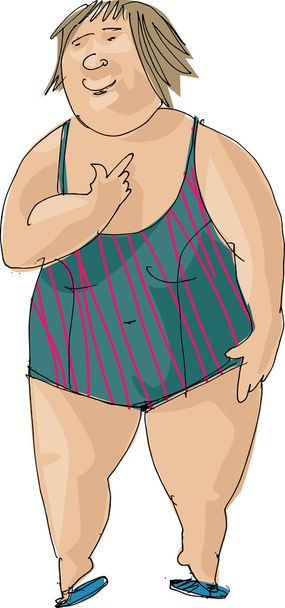 Nő a bikini a strandon - rajzfilm - Vektor, kép
