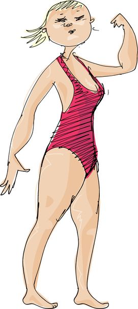 vrouw in bikini - cartoon - Vector, afbeelding
