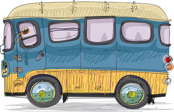 ビンテージ バス - 漫画 - ベクター画像