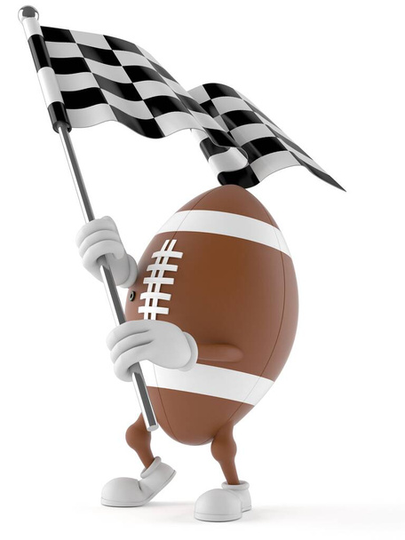 Personaje de rugby con bandera de carreras
 - Foto, Imagen