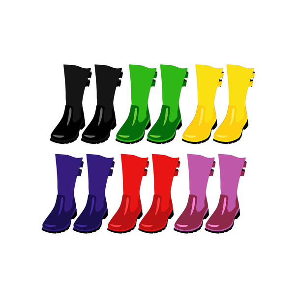 Winter boots of different colors - Vektör, Görsel