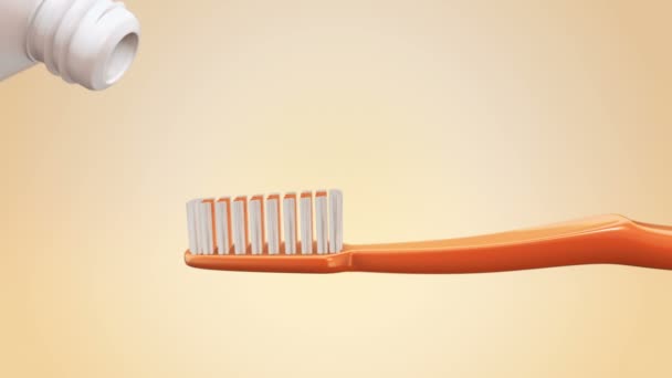 Κινούμενα σχέδια οδοντόκρεμας στην οδοντόβουρτσα. Κινούμενα σχέδια χωρίς ραφή - Πλάνα, βίντεο