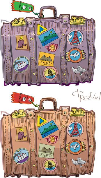 Винтажный чемодан - мультфильм
 - Вектор,изображение