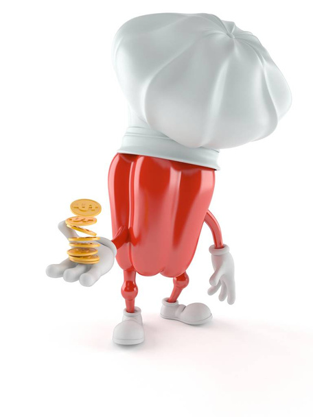 Paprika character with coins - Photo, Image