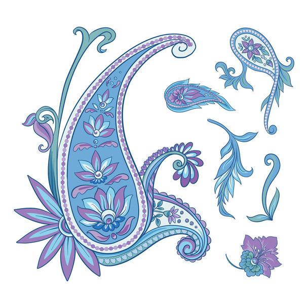 Pattern with traditional paisley. Floral vector - ベクター画像